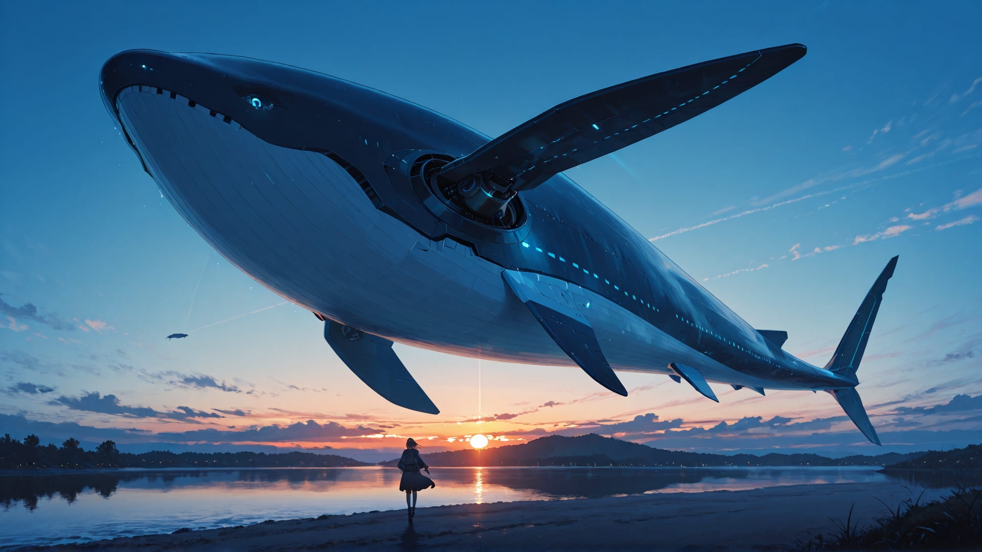 Blue Sunset Sea Agentic smartphone wallpaper free download, vertical 16:9 format, Blue, Sunset, Sea, Summer