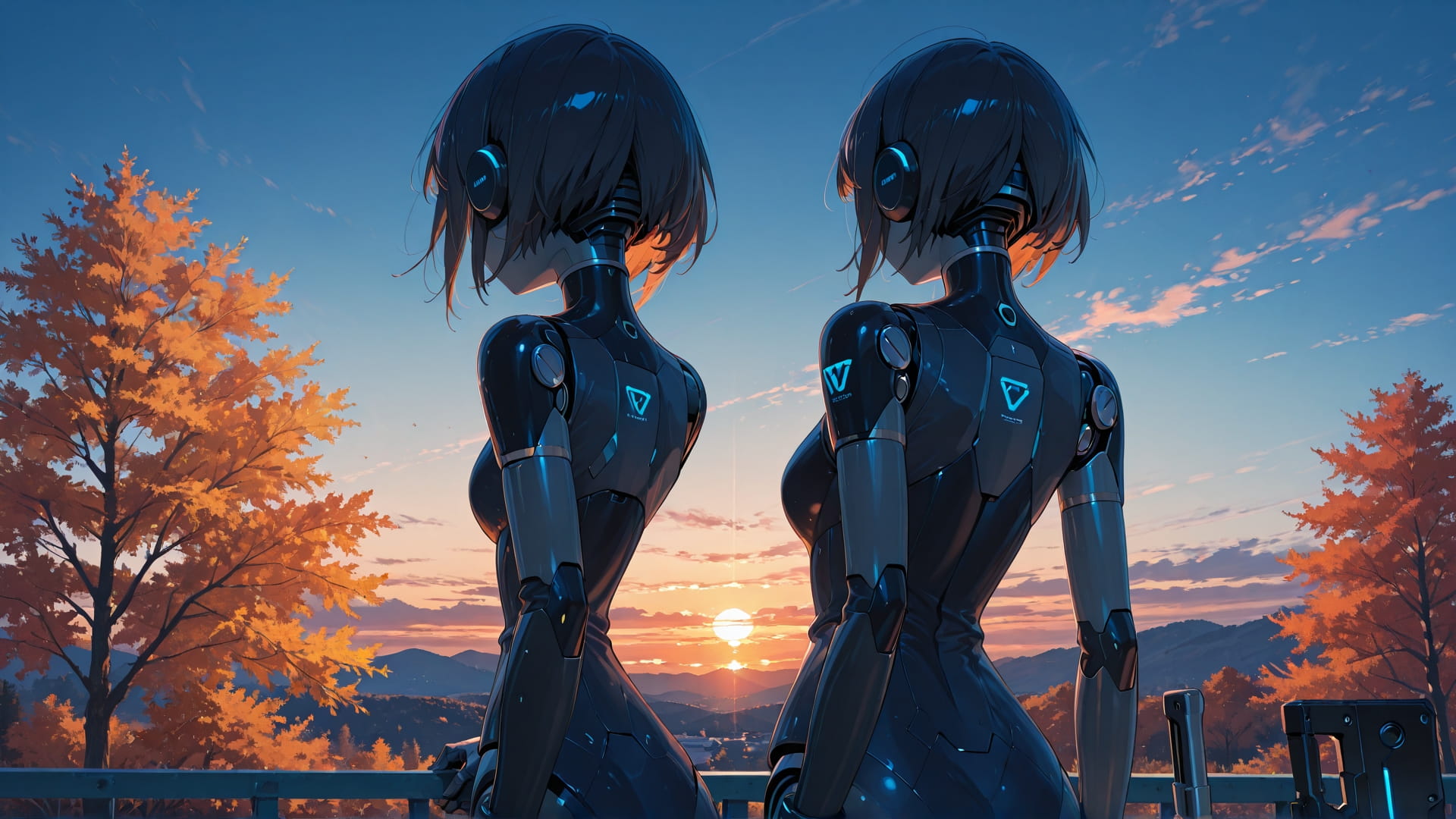 Blue Sunset Sky Agentic smartphone wallpaper free download, vertical 16:9 format, Blue, Sunset, Sky, Autumn