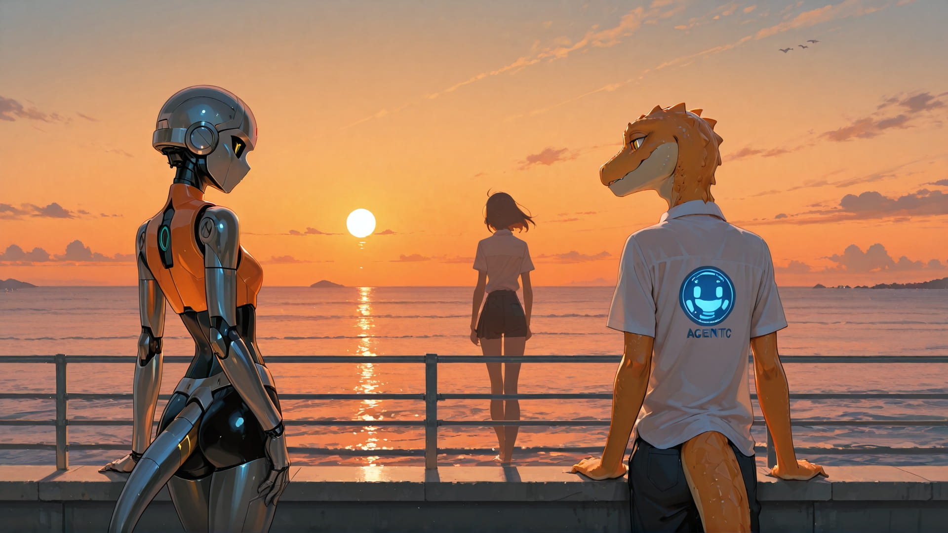 Orange Afternoon Sea Agentic smartphone wallpaper free download, vertical 16:9 format, Orange, Afternoon, Sea, Summer