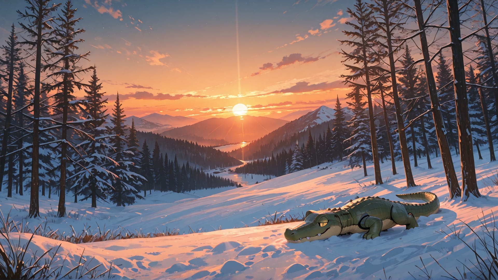 Orange Sunset Nature Agentic smartphone wallpaper free download, vertical 16:9 format, Orange, Sunset, Nature, Winter