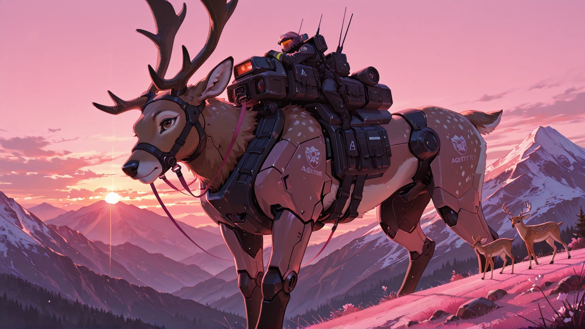 Pink Sunset Mountain Agentic smartphone wallpaper free download, vertical 16:9 format, Pink, Sunset, Mountain, Spring