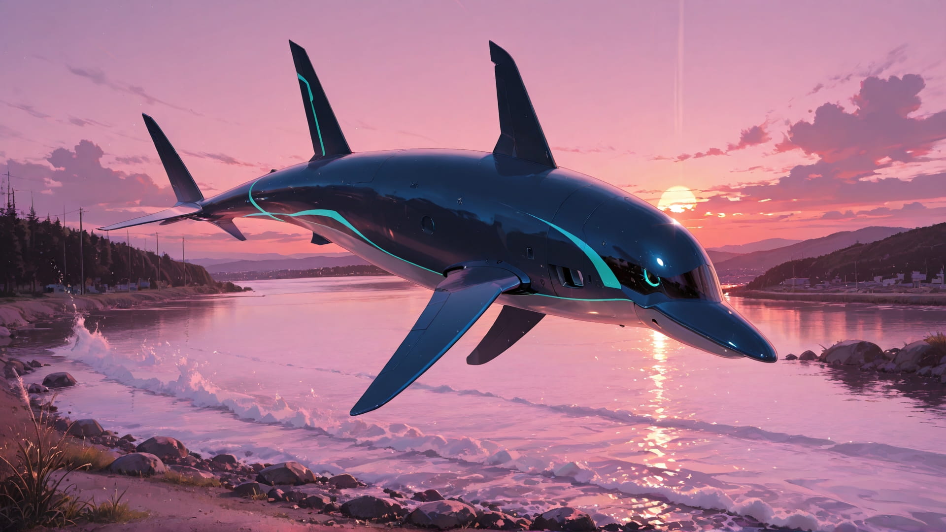 Pink Sunset Sea Agentic smartphone wallpaper free download, vertical 16:9 format, Pink, Sunset, Sea, Summer