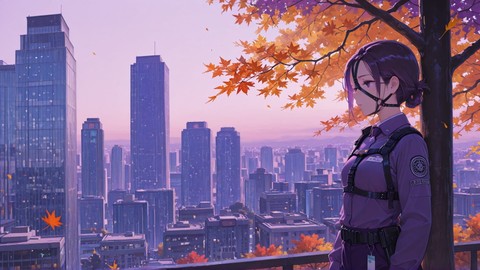 Purple Afternoon City Agentic smartphone wallpaper free download, vertical 9:16 format, Purple, Afternoon, City, Autumn 001