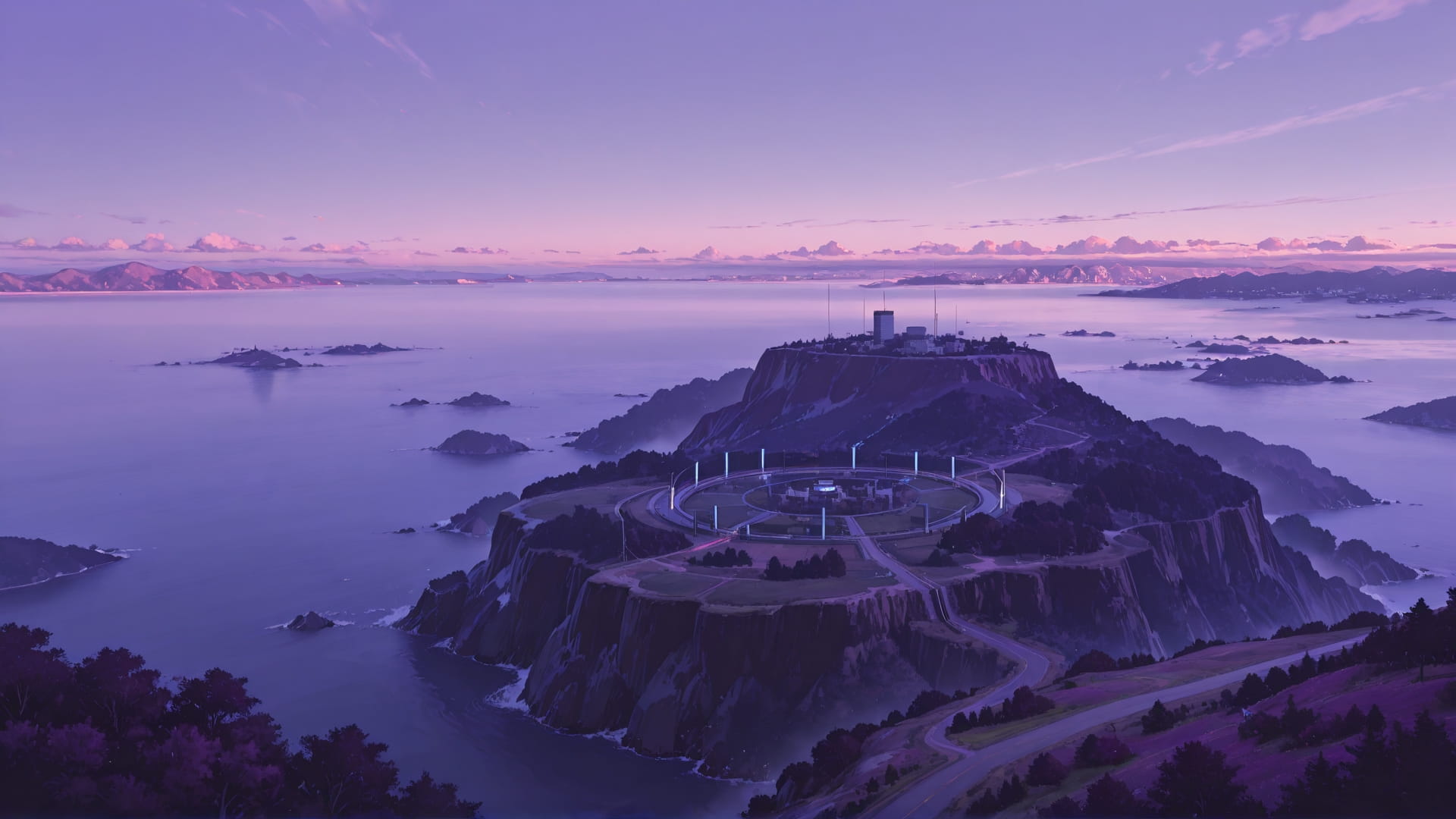 Purple Afternoon Sea Agentic smartphone wallpaper free download, vertical 16:9 format, Purple, Afternoon, Sea, Spring