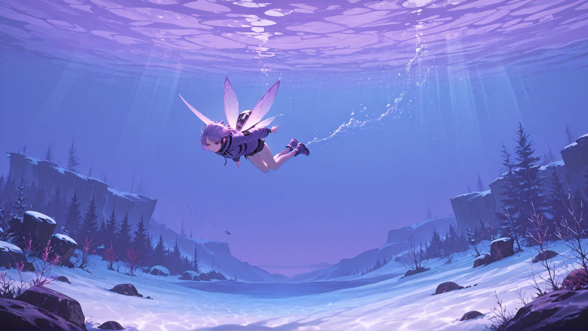 Purple Afternoon Sea Agentic smartphone wallpaper free download, vertical 16:9 format, Purple, Afternoon, Sea, Winter