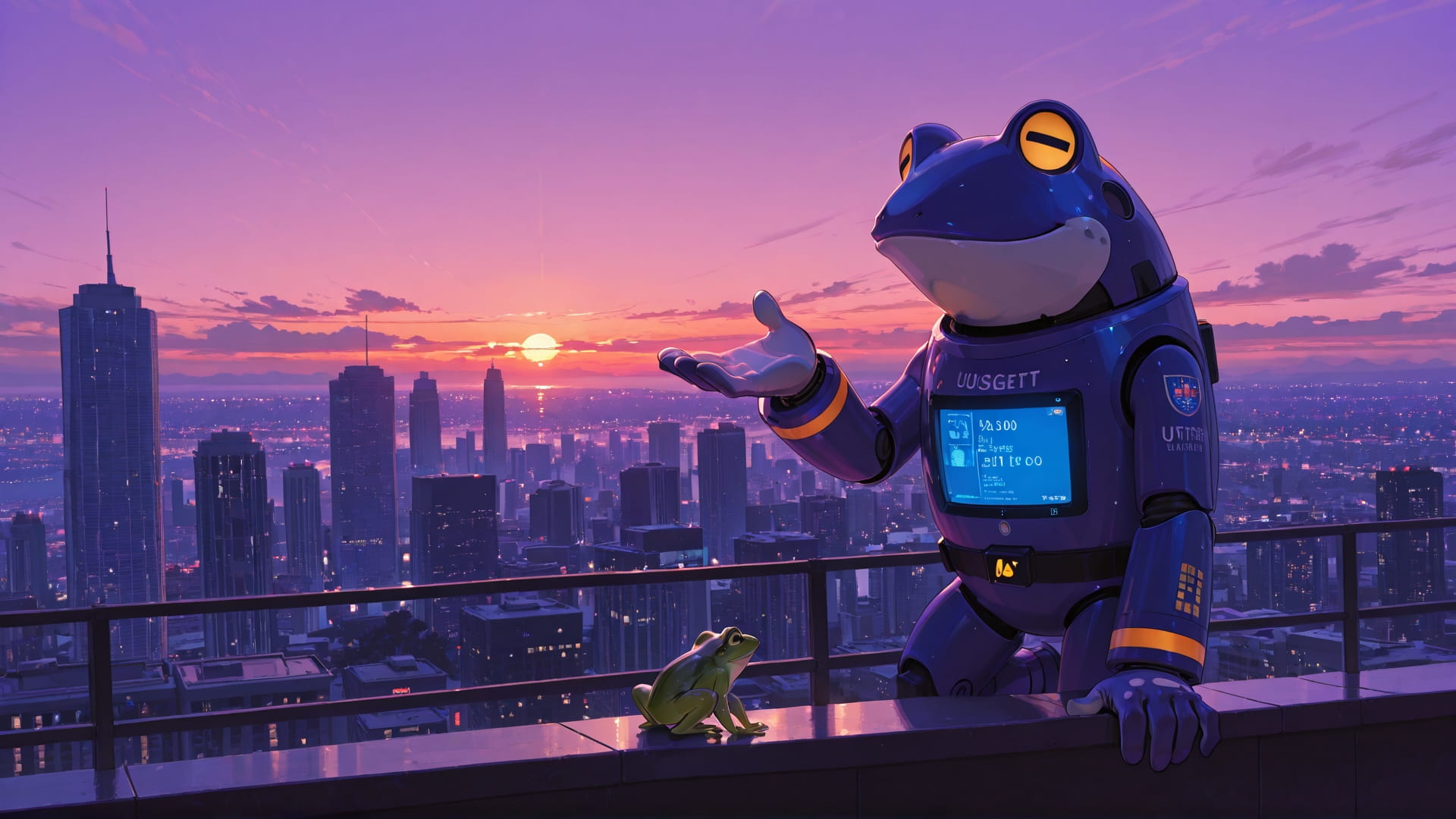 Purple Sunset City Agentic smartphone wallpaper free download, vertical 16:9 format, Purple, Sunset, City, Spring