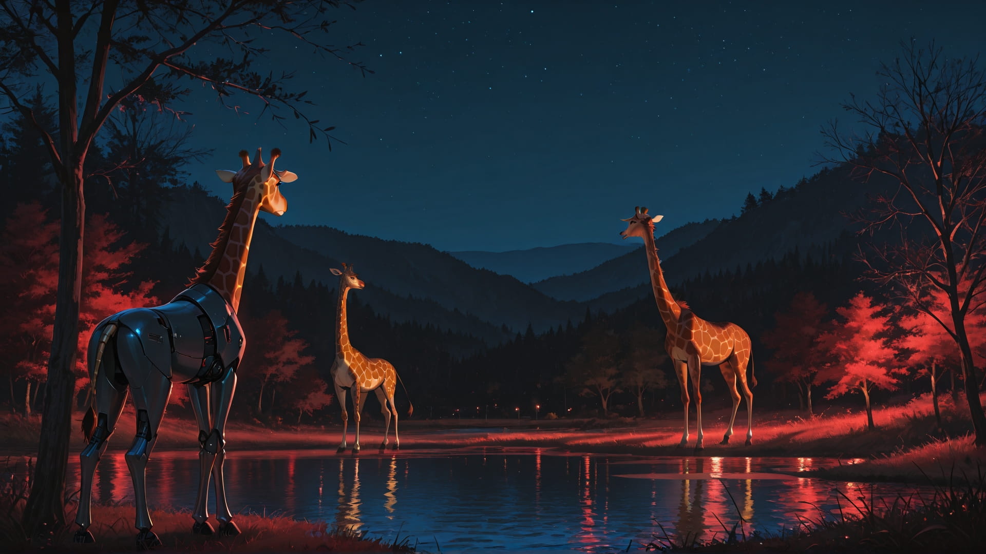 Red Night Sea Agentic smartphone wallpaper free download, vertical 16:9 format, Red, Night, Sea, Spring