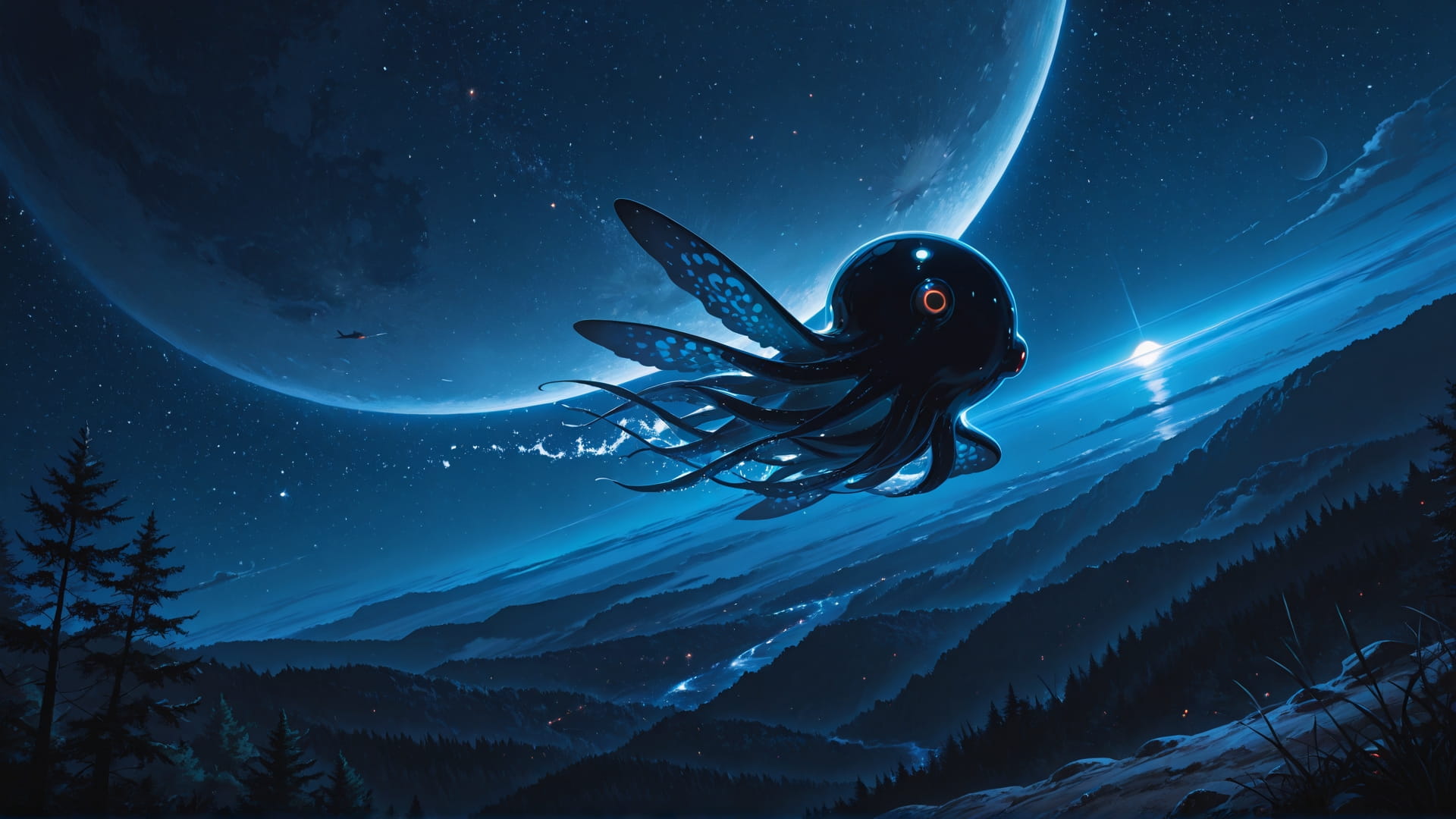 Blue Night Nature Artemis smartphone wallpaper free download, vertical 16:9 format, Blue, Night, Nature, Summer