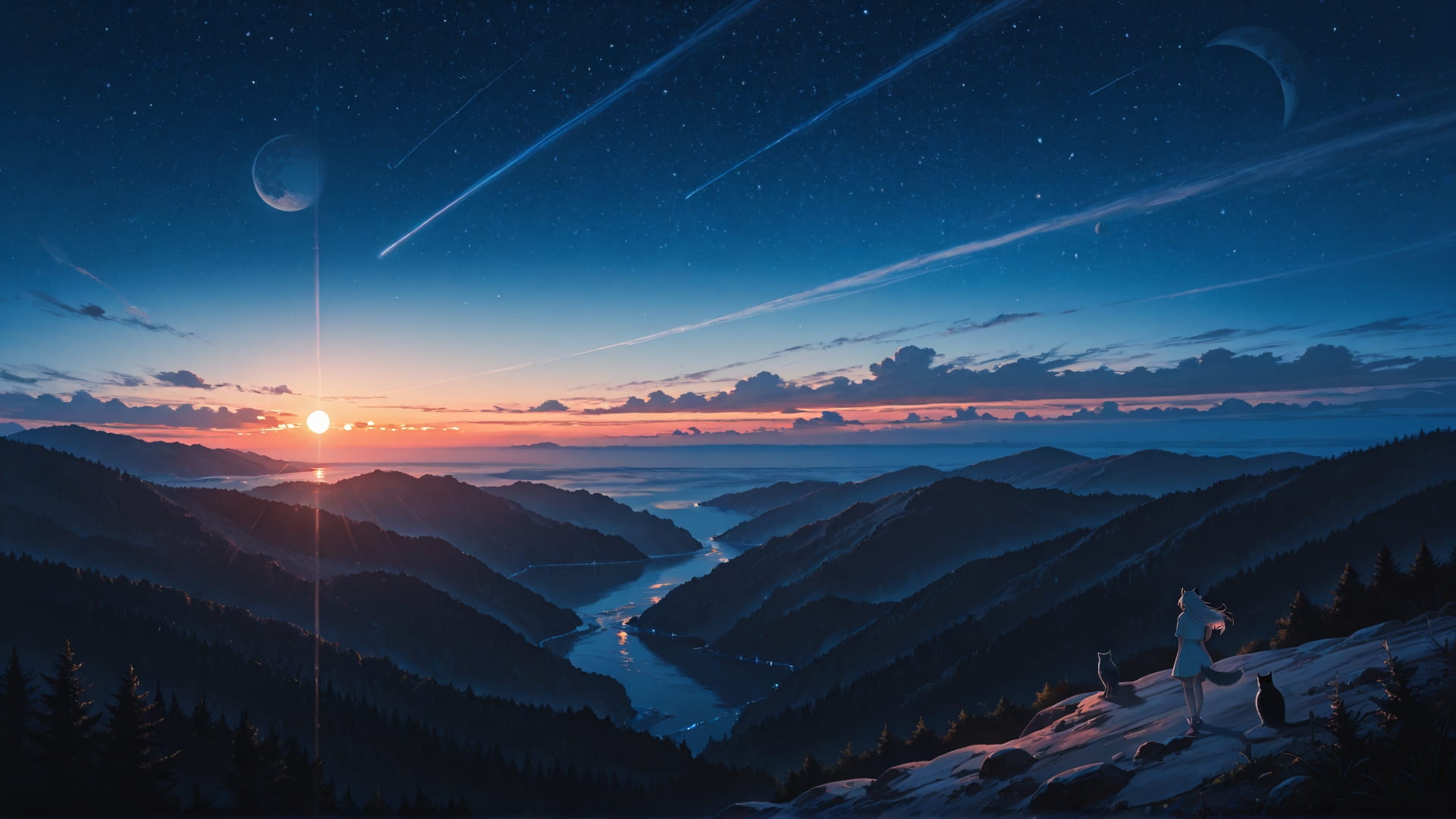 Blue Sunset Nature Artemis smartphone wallpaper free download, vertical 9:16 format, Blue, Sunset, Nature, Summer 001