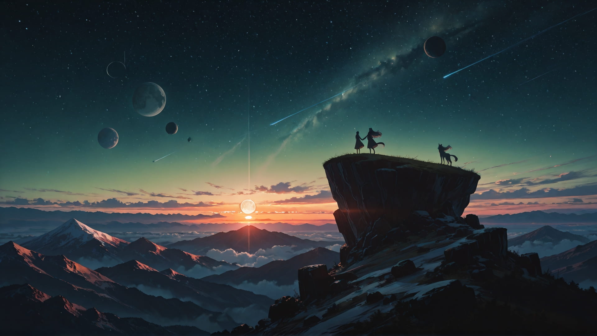 Green Sunset Mountain Artemis smartphone wallpaper free download, vertical 16:9 format, Green, Sunset, Mountain, Spring 001