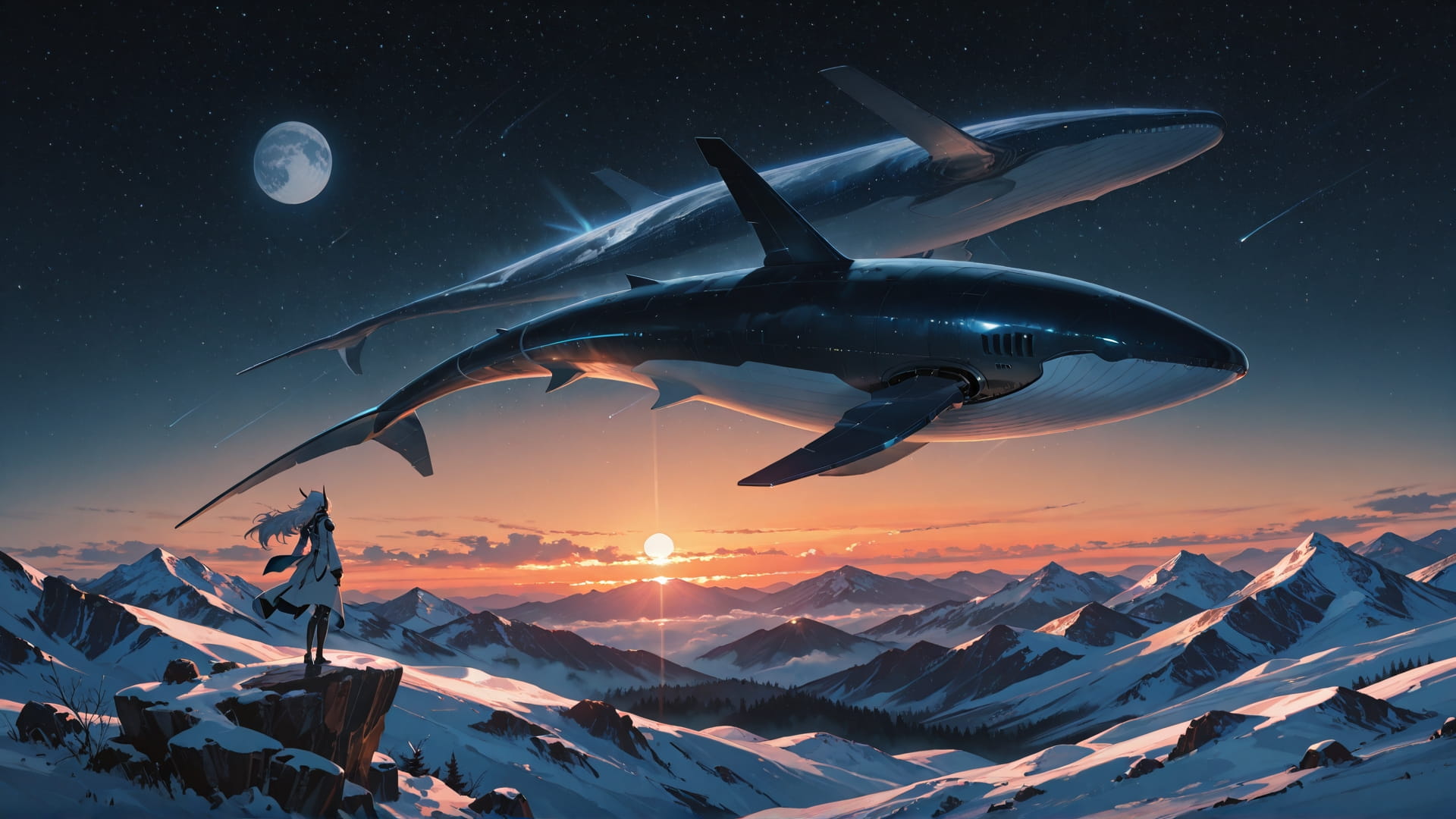 Orange Sunset Mountain Artemis smartphone wallpaper free download, vertical 16:9 format, Orange, Sunset, Mountain, Winter