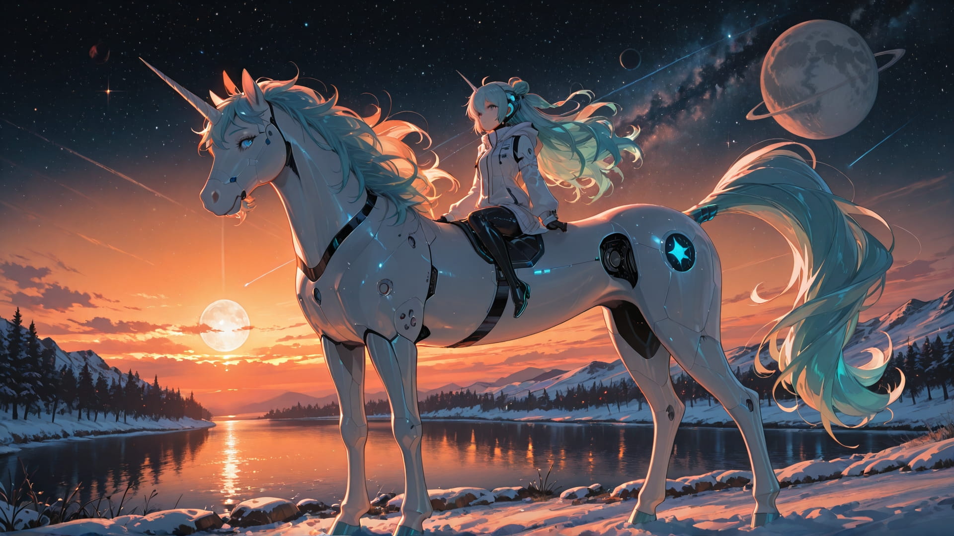 Orange Sunset Sea Artemis smartphone wallpaper free download, vertical 16:9 format, Orange, Sunset, Sea, Winter