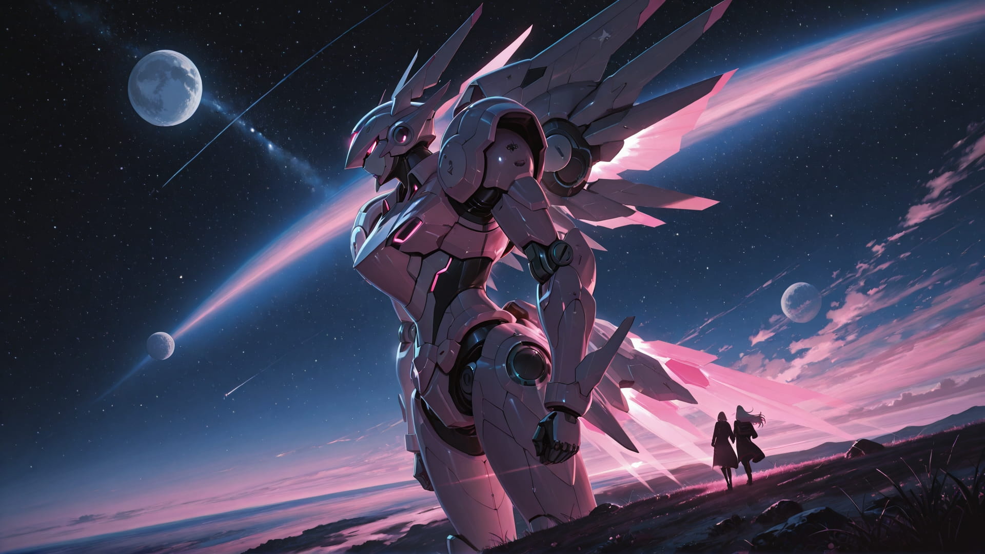 Pink Night Sky Artemis smartphone wallpaper free download, vertical 16:9 format, Pink, Night, Sky, Spring