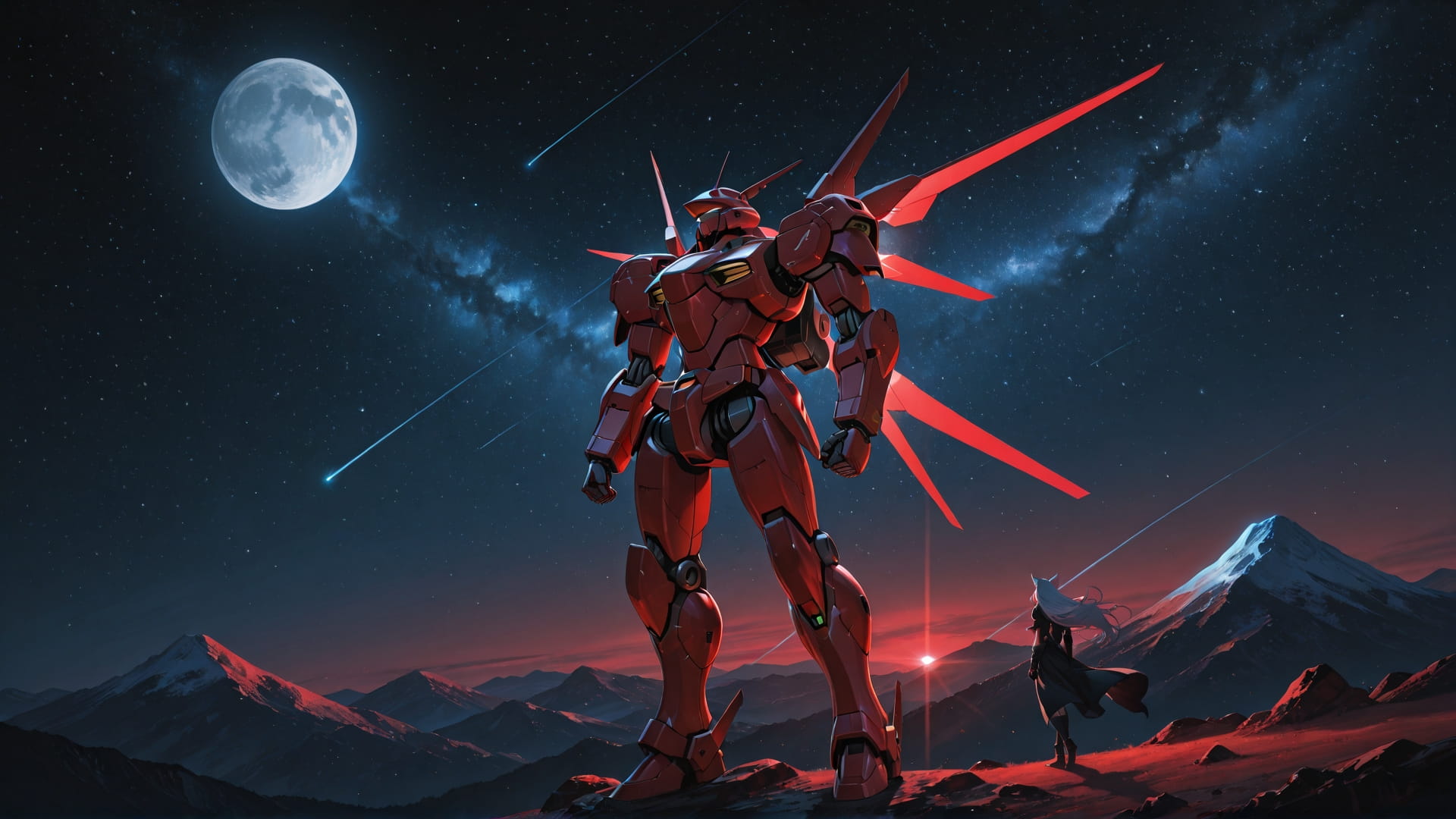 Red Night Mountain Artemis smartphone wallpaper free download, vertical 16:9 format, Red, Night, Mountain, Summer