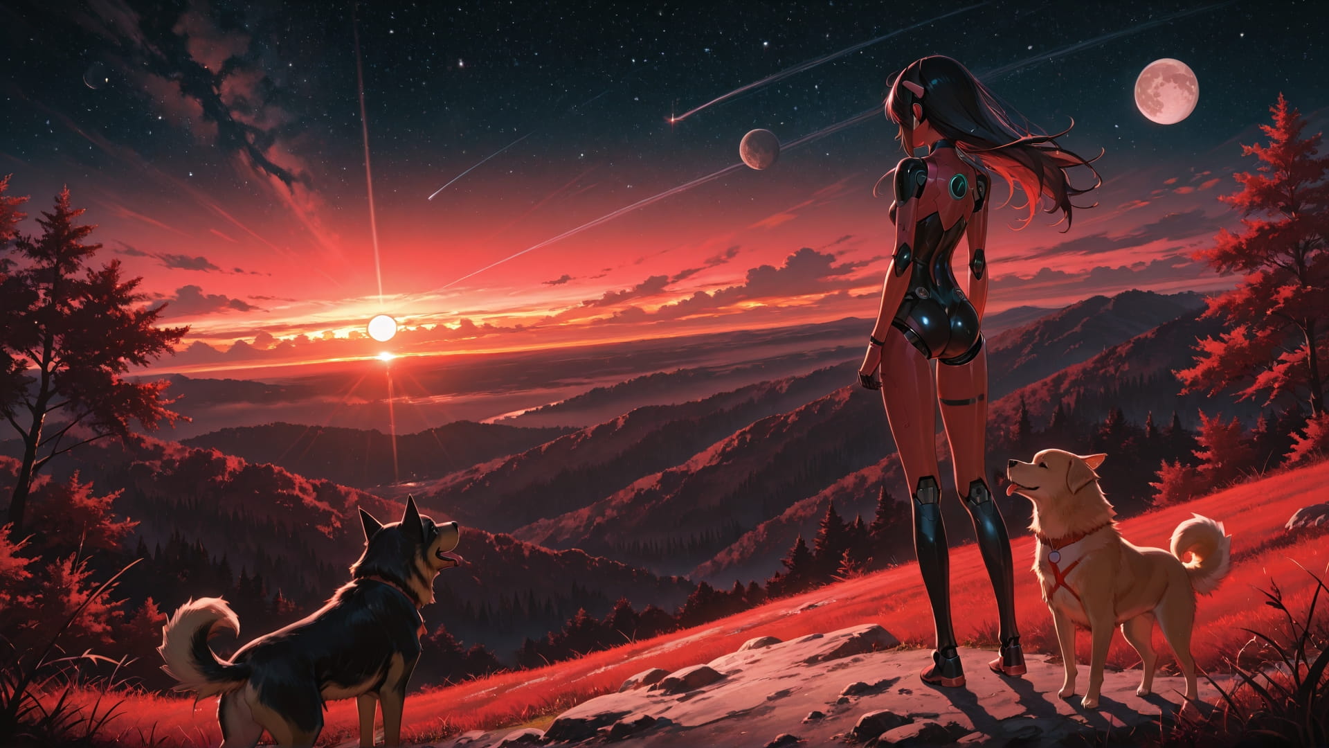 Red Sunset Nature Artemis smartphone wallpaper free download, vertical 16:9 format, Red, Sunset, Nature, Summer