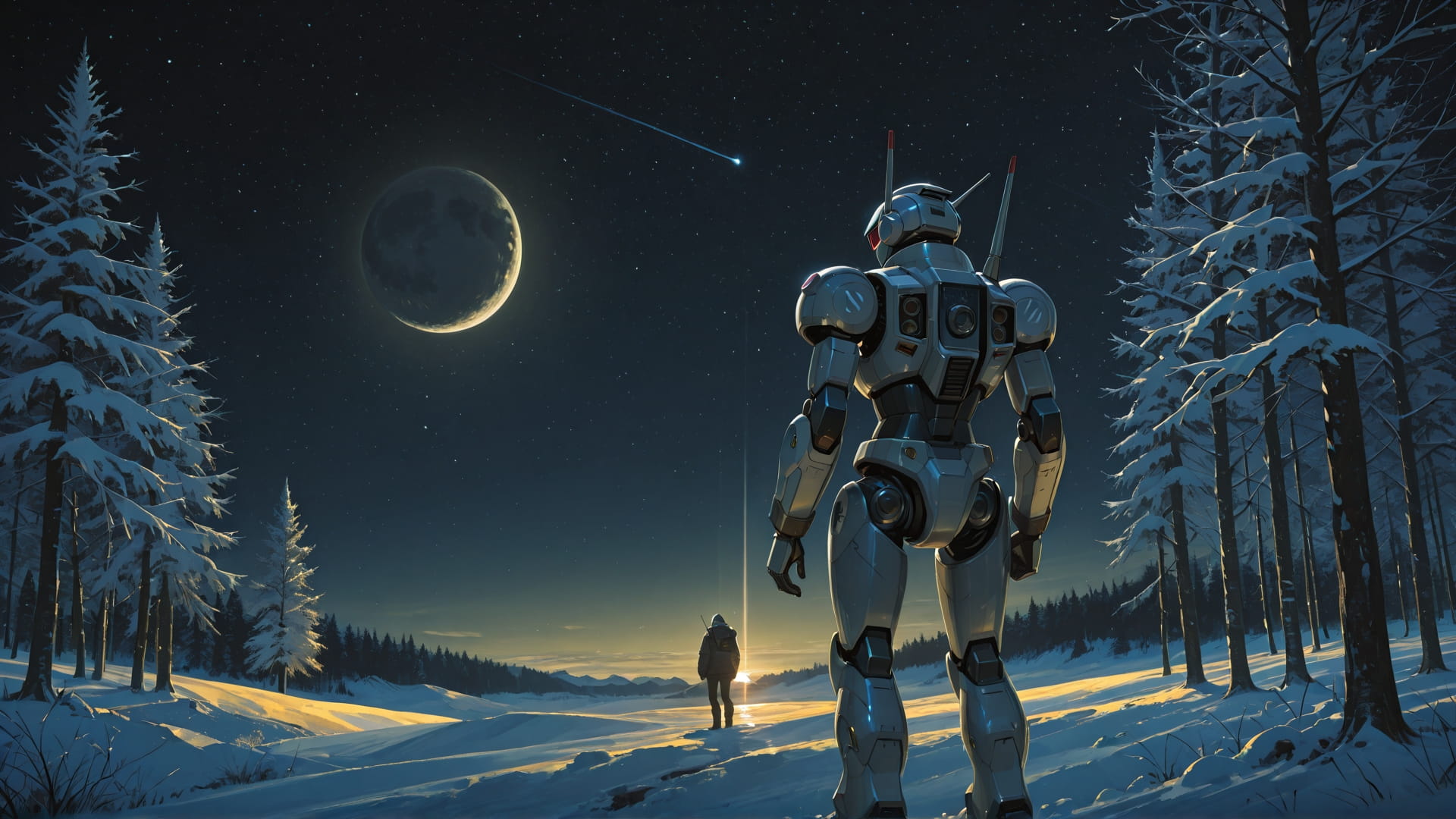 Yellow Night Nature Artemis smartphone wallpaper free download, vertical 16:9 format, Yellow, Night, Nature, Winter