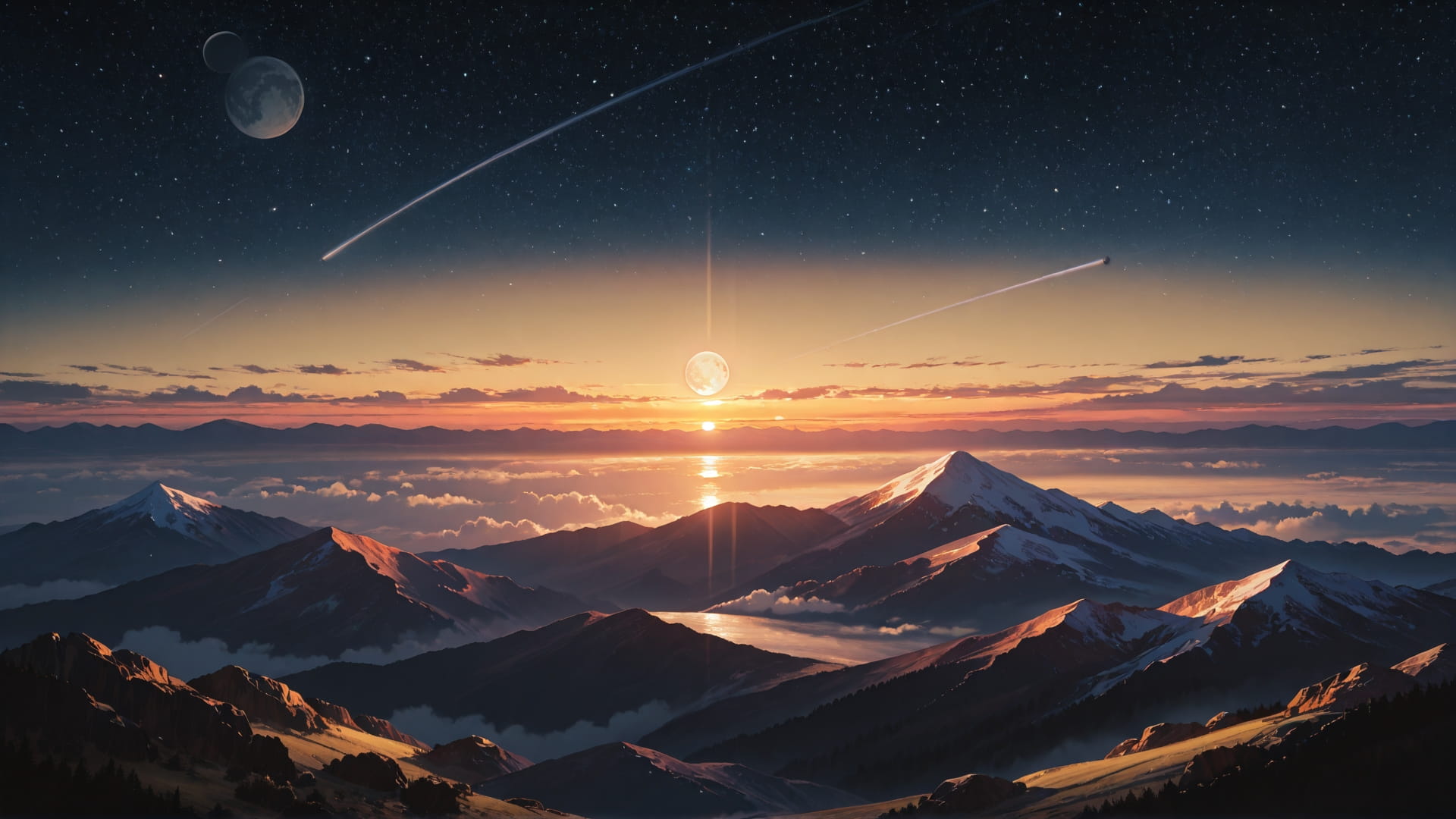 Yellow Sunset Mountain Artemis smartphone wallpaper free download, vertical 16:9 format, Yellow, Sunset, Mountain, Spring 001