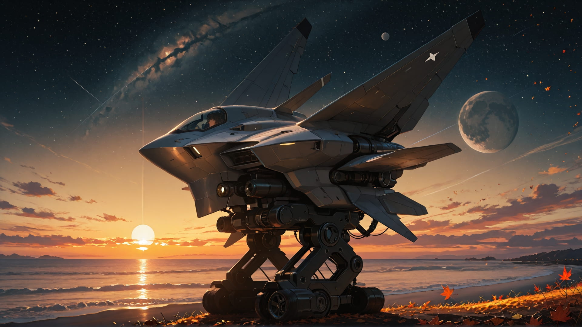 Yellow Sunset Sea Artemis smartphone wallpaper free download, vertical 16:9 format, Yellow, Sunset, Sea, Autumn