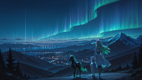 Blue Night City Aurora smartphone wallpaper free download, vertical 9:16 format, Blue, Night, City, Summer