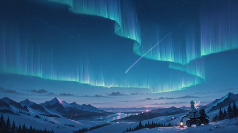 Blue Night Sky Aurora smartphone wallpaper free download, vertical 9:16 format, Blue, Night, Sky, Summer