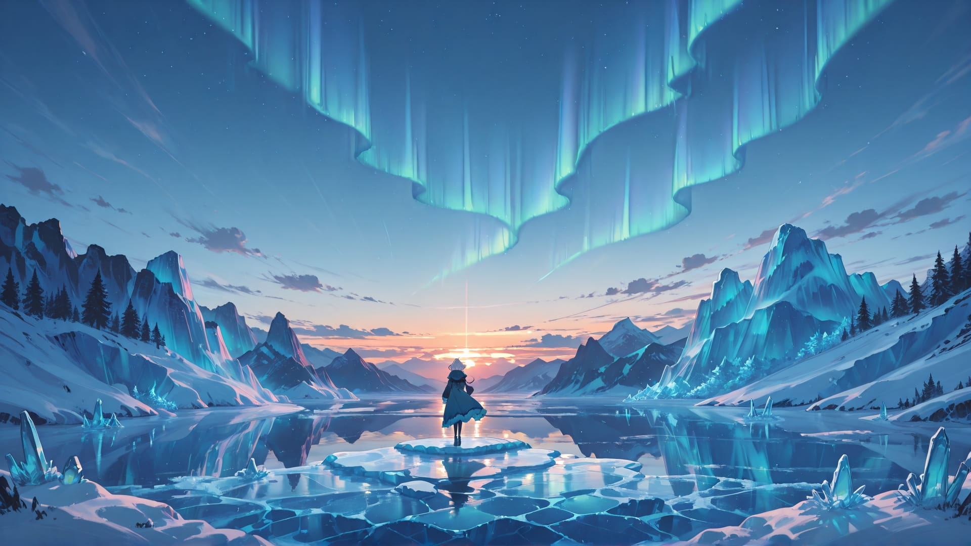 Blue Sunset Sky Aurora smartphone wallpaper free download, vertical 16:9 format, Blue, Sunset, Sky, Spring 001