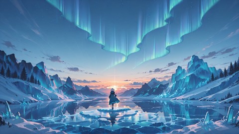 Blue Sunset Sky Aurora smartphone wallpaper free download, vertical 9:16 format, Blue, Sunset, Sky, Spring 001