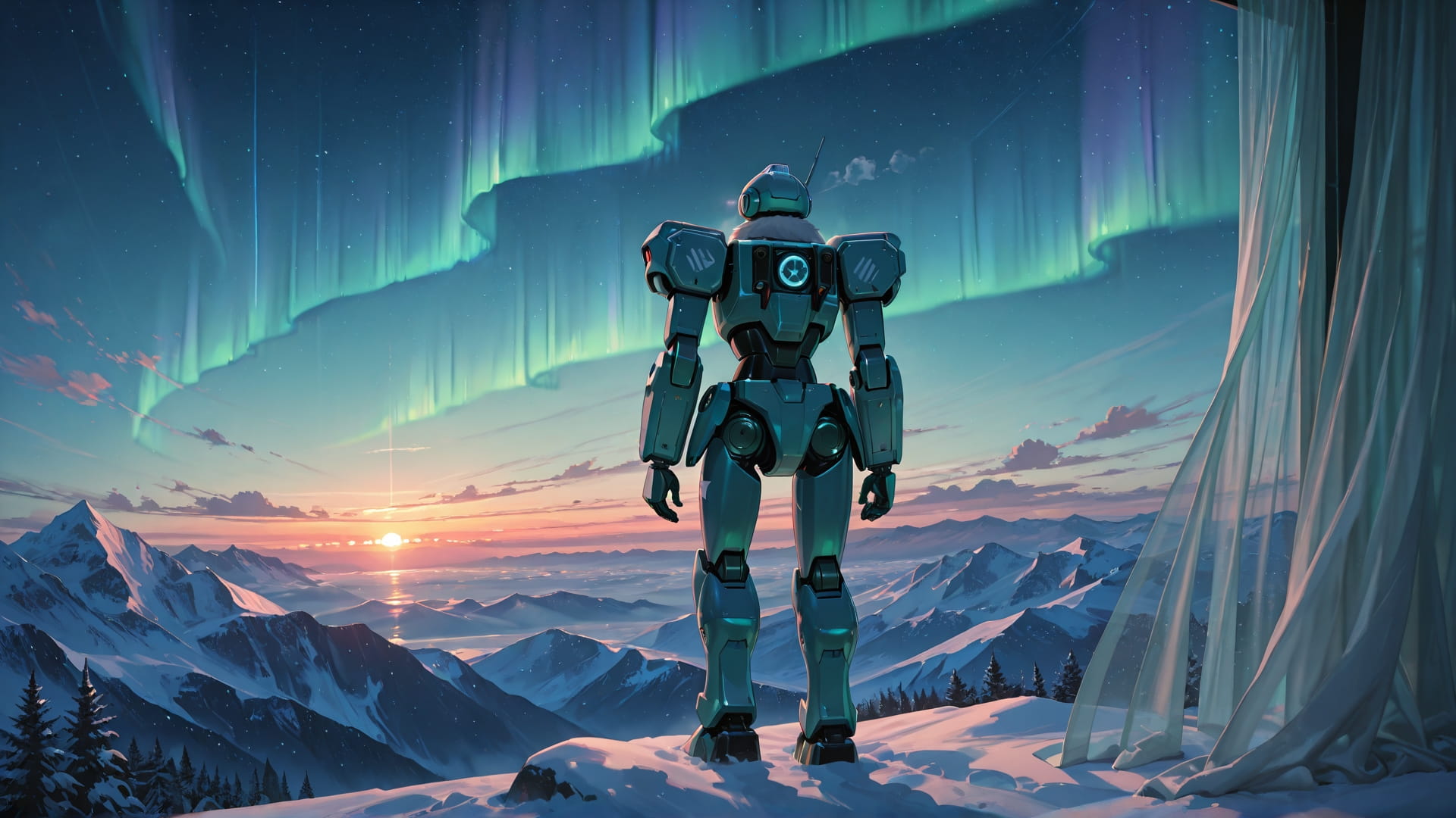 Green Sunset Sky Aurora smartphone wallpaper free download, vertical 16:9 format, Green, Sunset, Sky, Winter