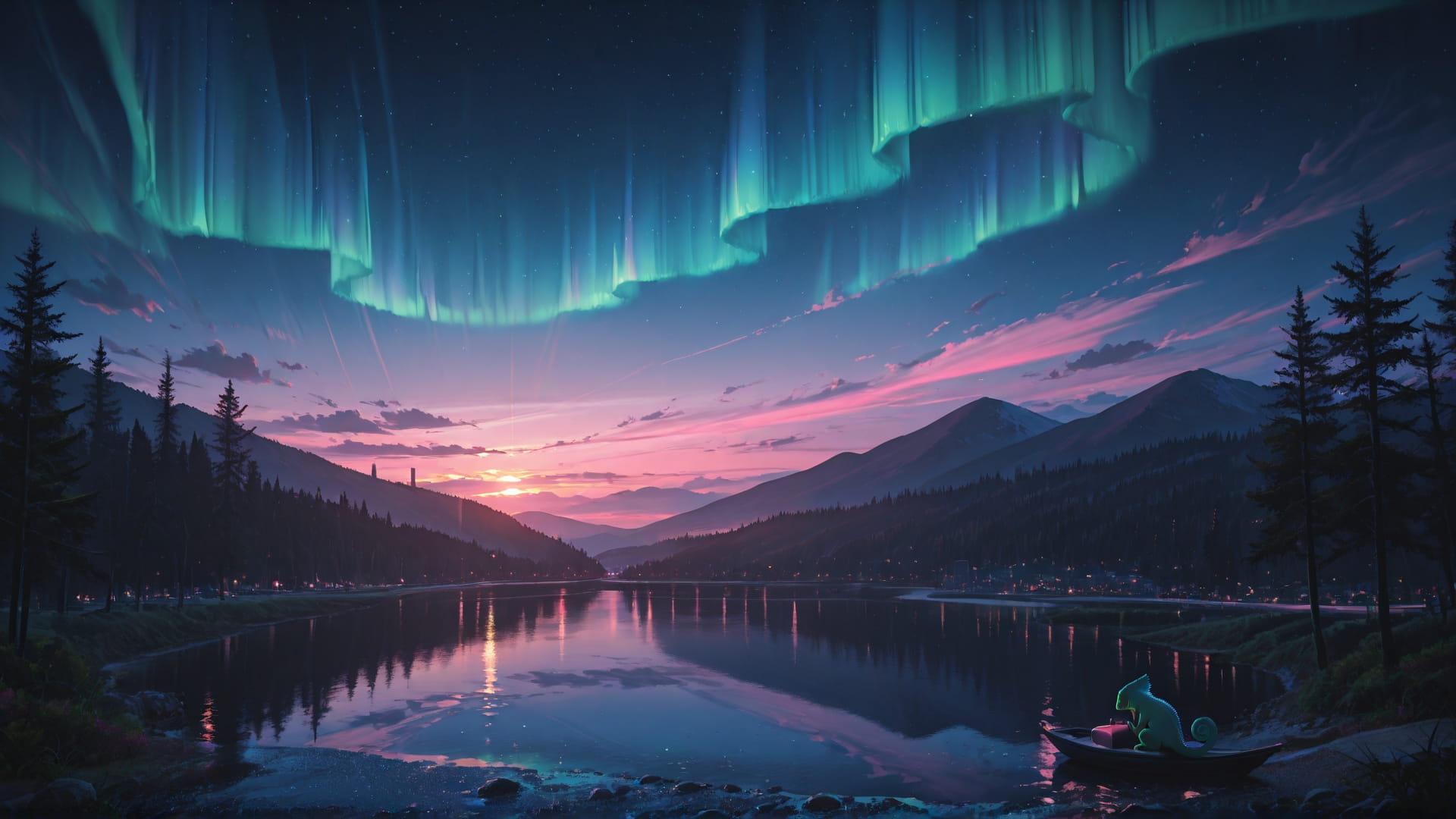 Pink Sunset Nature Aurora smartphone wallpaper free download, vertical 16:9 format, Pink, Sunset, Nature, Summer