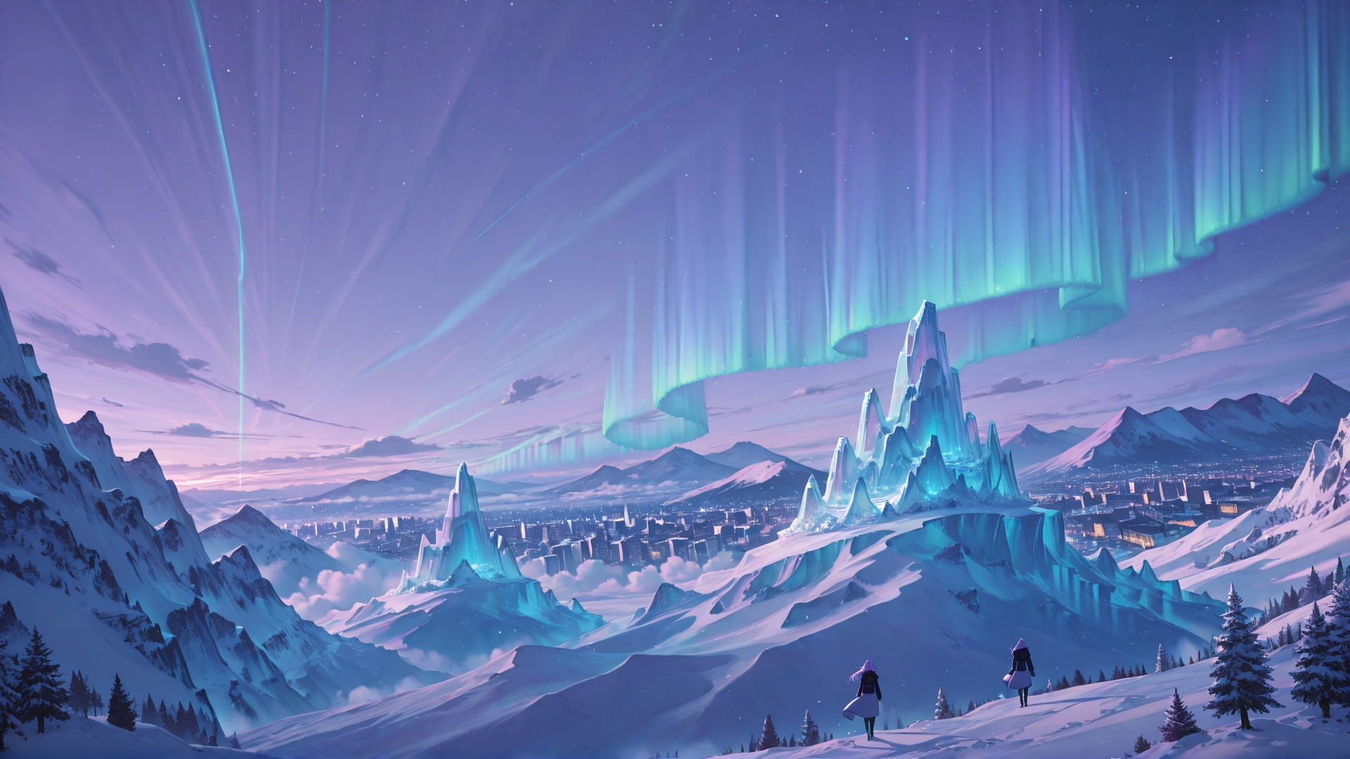 Purple Afternoon City Aurora smartphone wallpaper free download, vertical 16:9 format, Purple, Afternoon, City, Spring 001