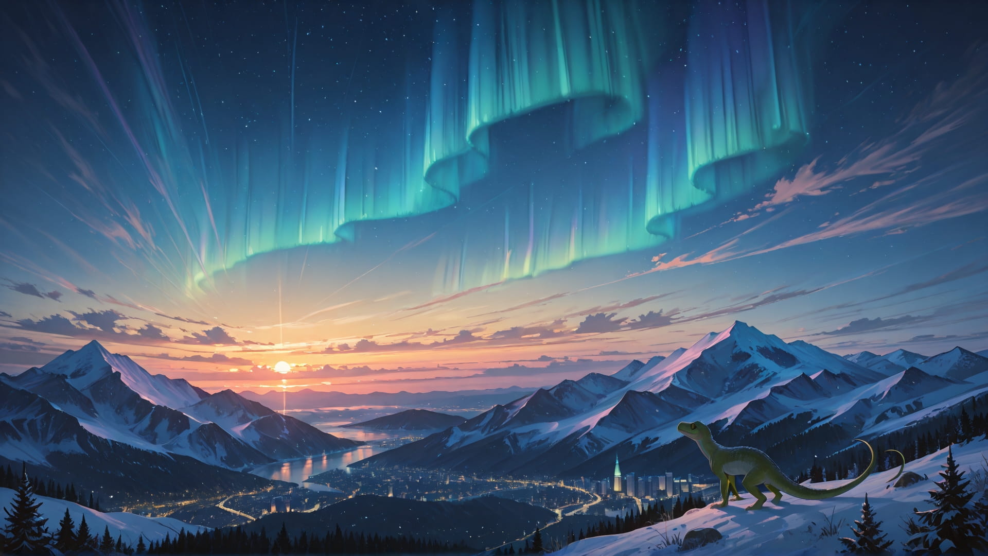 Yellow Sunset City Aurora smartphone wallpaper free download, vertical 16:9 format, Yellow, Sunset, City, Spring