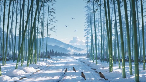 Blue Afternoon Sky Bamboo smartphone wallpaper free download, vertical 9:16 format, Blue, Afternoon, Sky, Winter