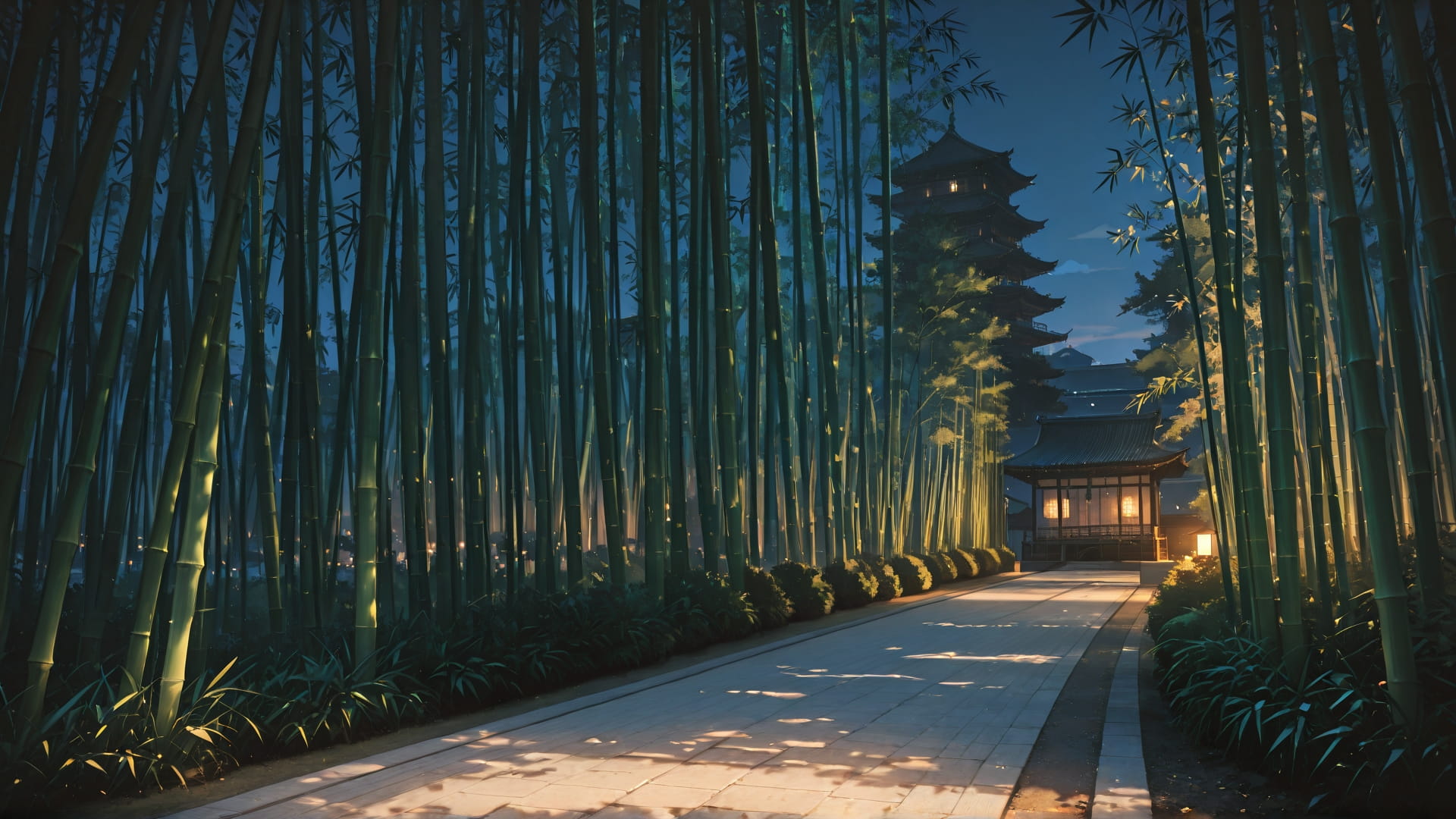 Brown Night City Bamboo smartphone wallpaper free download, vertical 16:9 format, Brown, Night, City, Spring 001