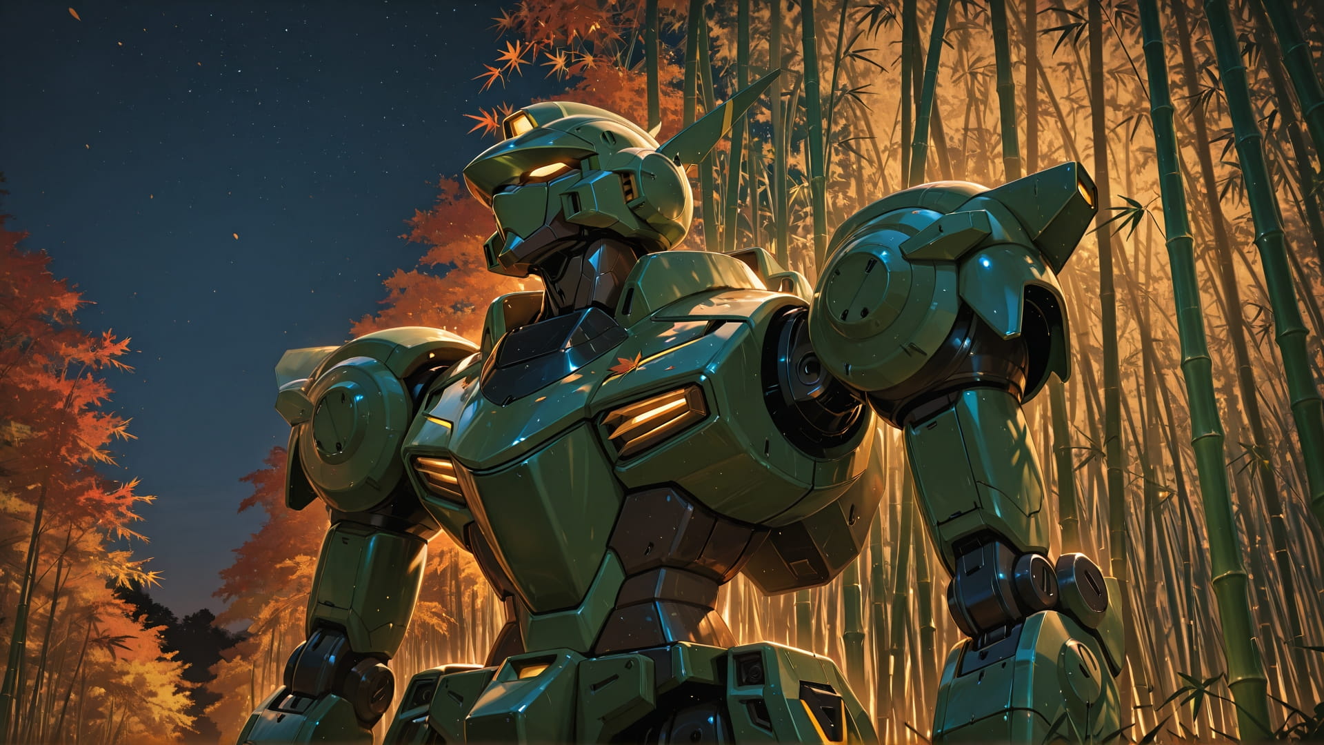 Brown Night Sky Bamboo smartphone wallpaper free download, vertical 16:9 format, Brown, Night, Sky, Autumn