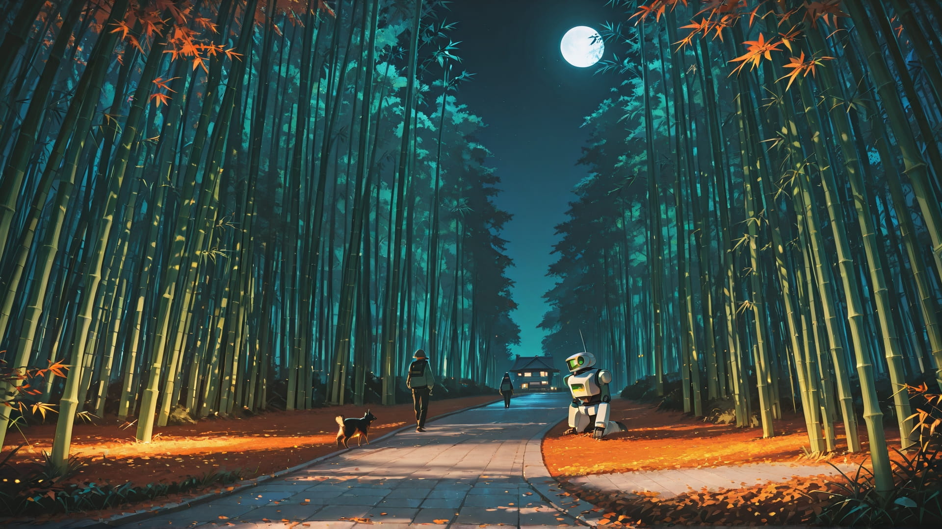 Green Afternoon City Bamboo smartphone wallpaper free download, vertical 16:9 format, Green, Afternoon, City, Autumn