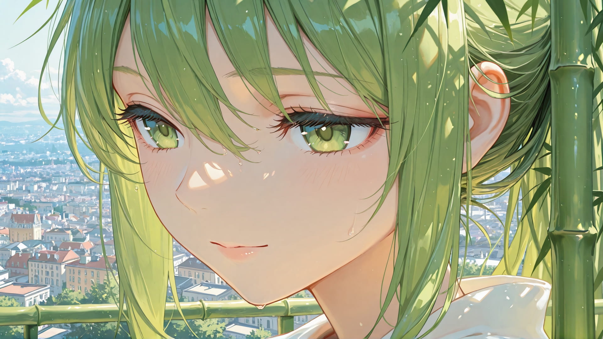 Green Afternoon City Bamboo smartphone wallpaper free download, vertical 16:9 format, Green, Afternoon, City, Summer