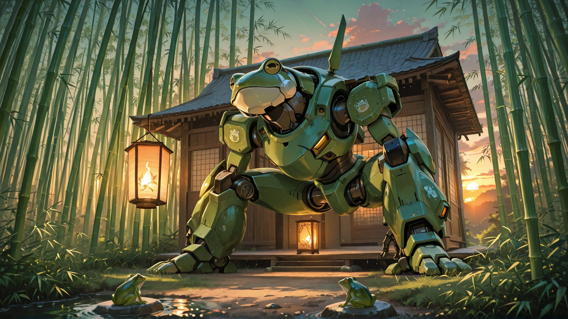 Green Sunset Nature Bamboo smartphone wallpaper free download, vertical 16:9 format, Green, Sunset, Nature, Summer