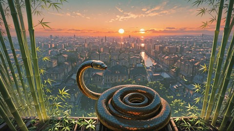 Orange Sunset City Bamboo smartphone wallpaper free download, vertical 9:16 format, Orange, Sunset, City, Spring