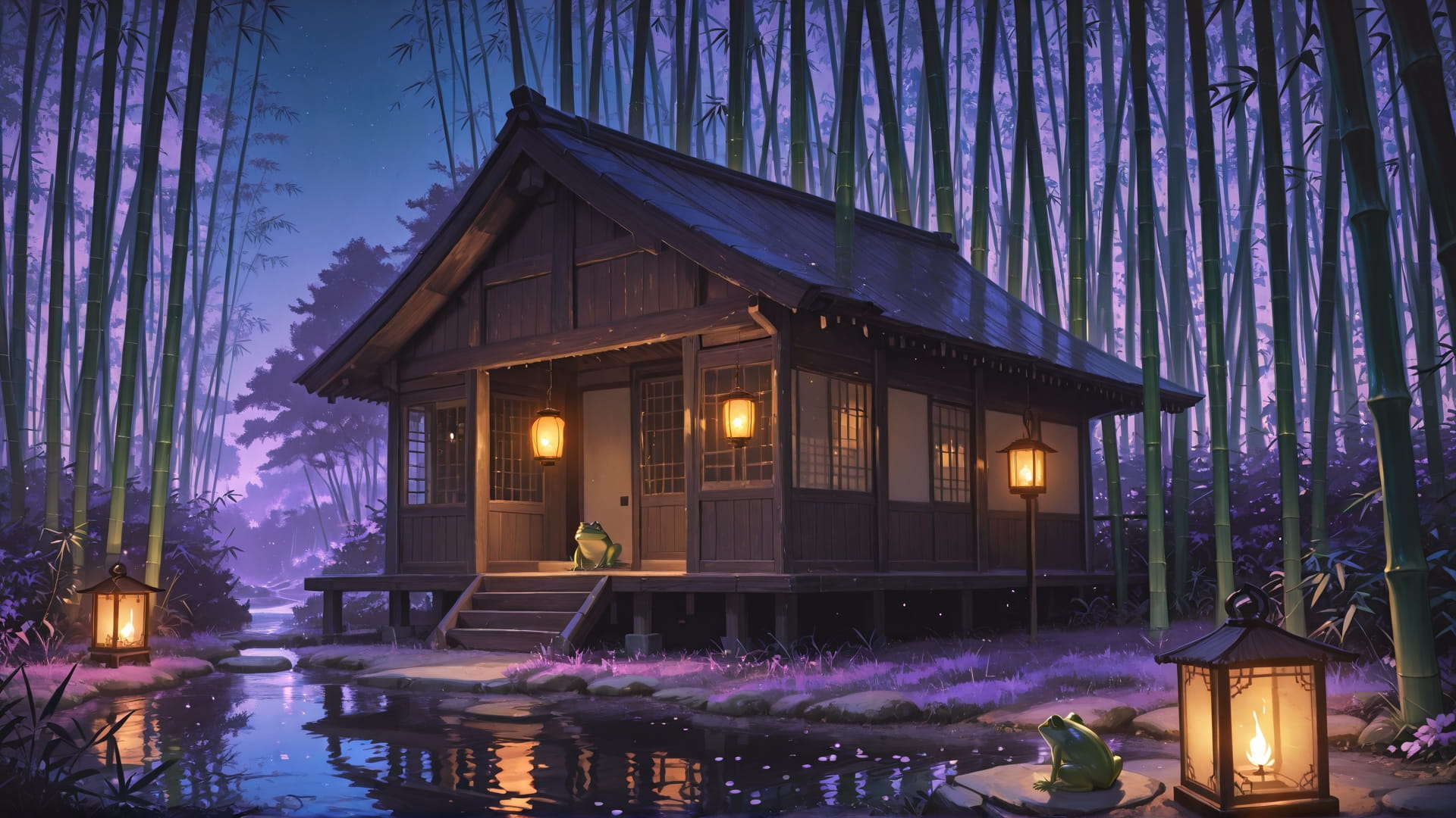 Purple Night Nature Bamboo smartphone wallpaper free download, vertical 16:9 format, Purple, Night, Nature, Spring