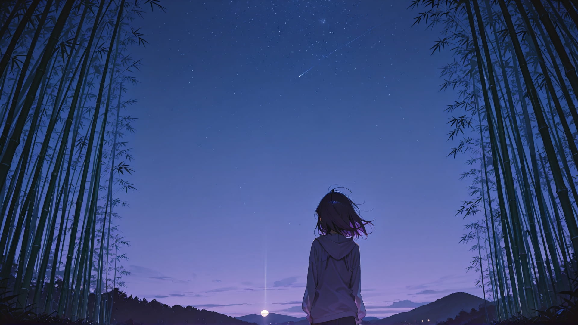 Purple Night Sky Bamboo smartphone wallpaper free download, vertical 16:9 format, Purple, Night, Sky, Summer