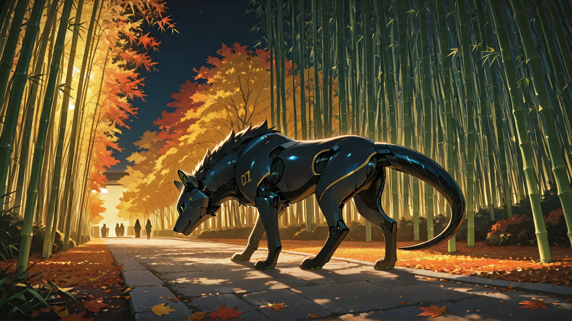 Yellow Afternoon City Bamboo smartphone wallpaper free download, vertical 16:9 format, Yellow, Afternoon, City, Autumn