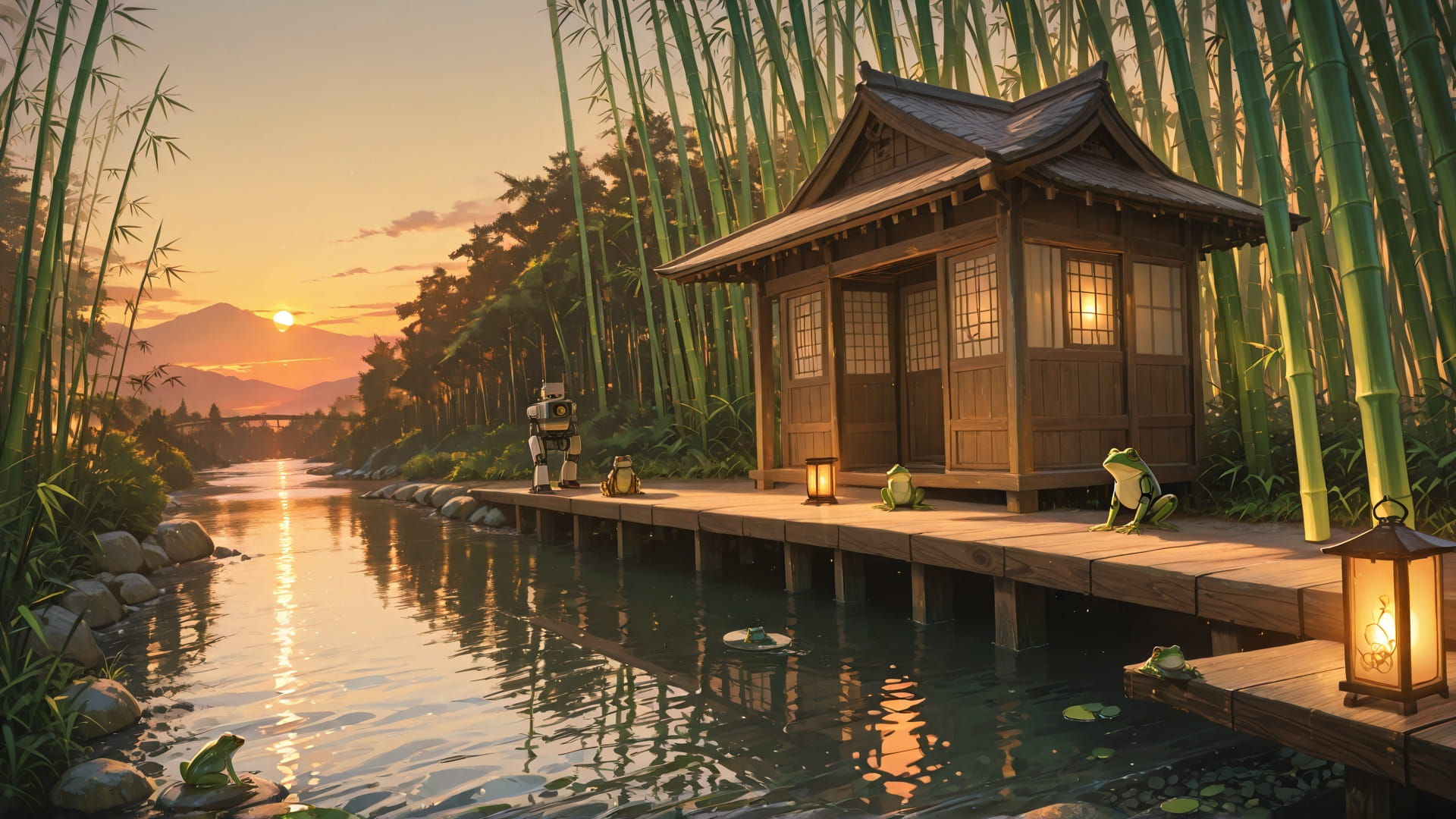 Yellow Sunset Sea Bamboo smartphone wallpaper free download, vertical 16:9 format, Yellow, Sunset, Sea, Summer