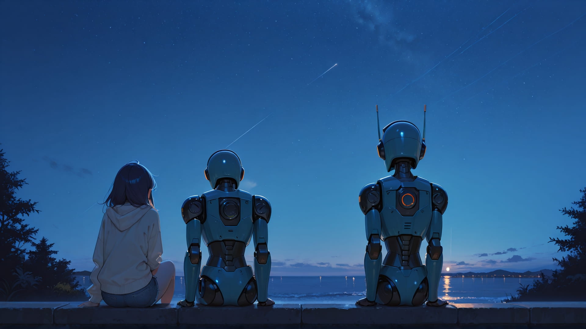 Blue Night Sky BlockParty smartphone wallpaper free download, vertical 16:9 format, Blue, Night, Sky, Summer