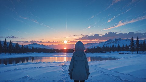 Blue Sunset Sky BlockParty smartphone wallpaper free download, vertical 9:16 format, Blue, Sunset, Sky, Winter 001