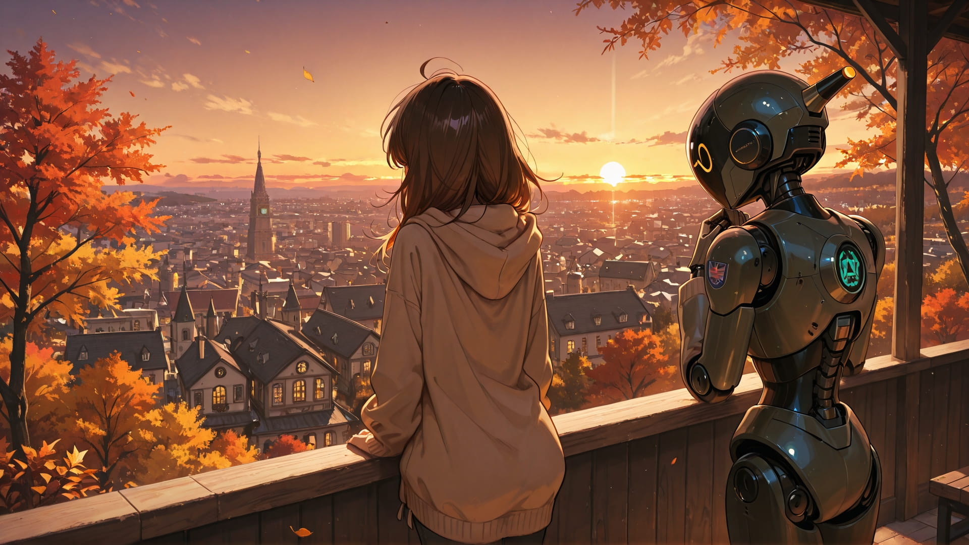 Brown Sunset City BlockParty smartphone wallpaper free download, vertical 16:9 format, Brown, Sunset, City, Autumn