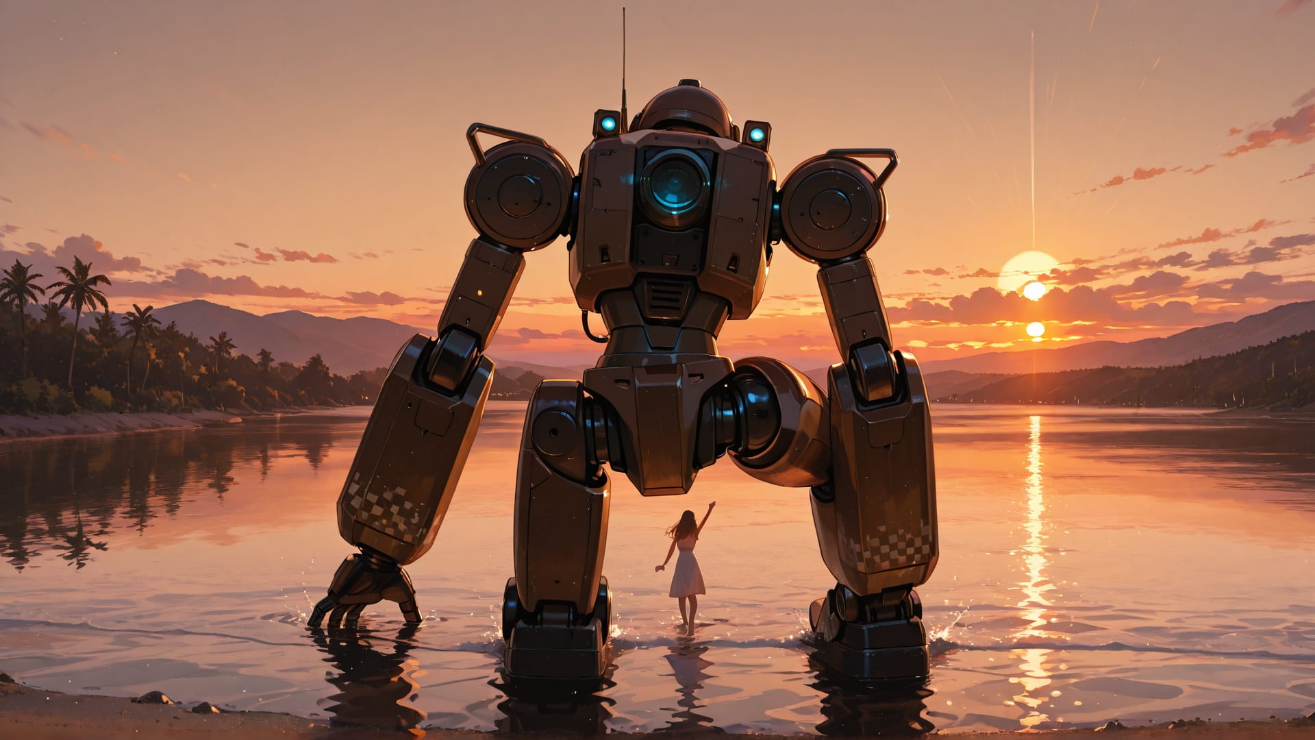 Brown Sunset Sea BlockParty smartphone wallpaper free download, vertical 16:9 format, Brown, Sunset, Sea, Summer