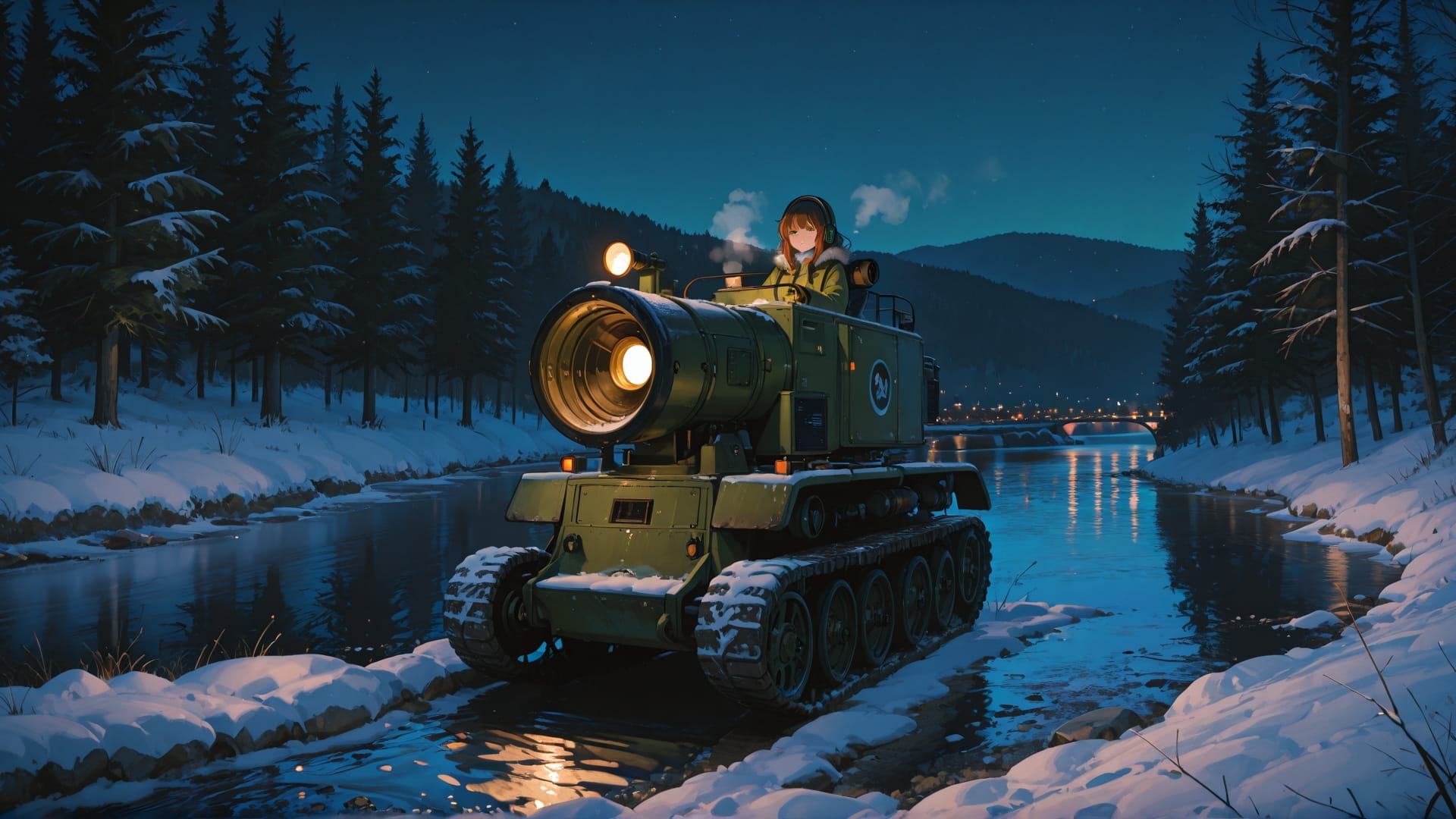 Green Night Sea BlockParty smartphone wallpaper free download, vertical 16:9 format, Green, Night, Sea, Winter