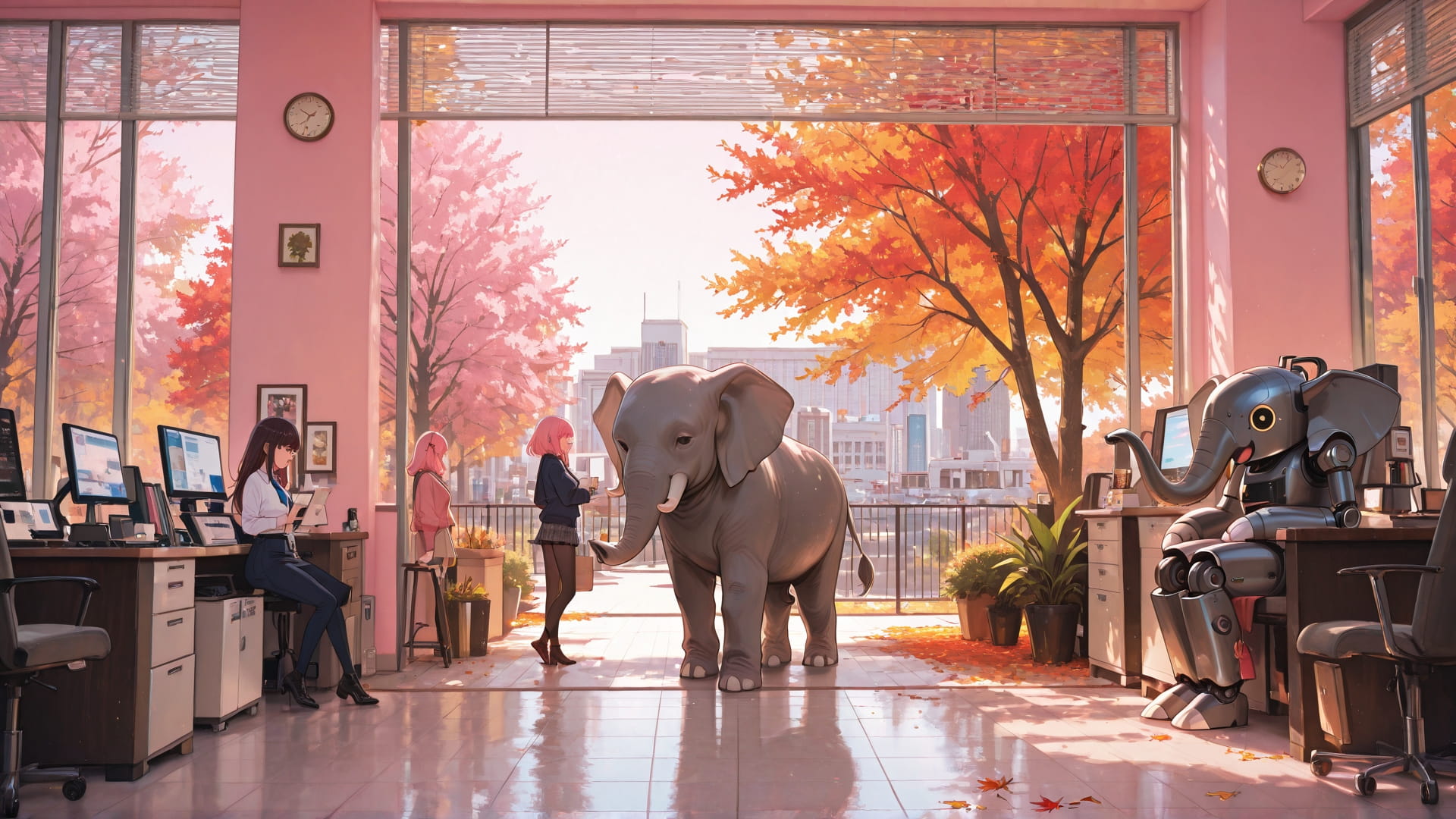 Pink Afternoon City BlockParty smartphone wallpaper free download, vertical 16:9 format, Pink, Afternoon, City, Autumn