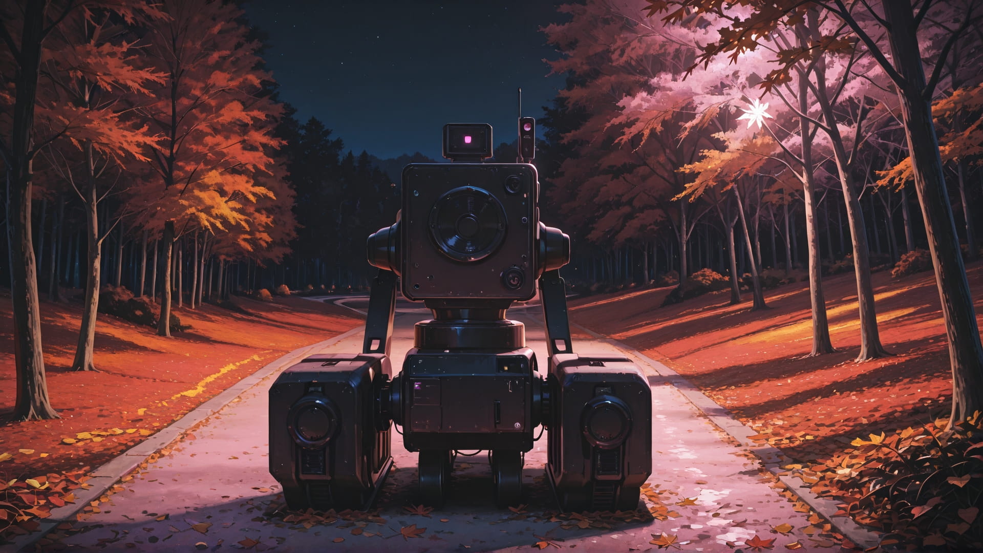 Pink Night Nature BlockParty smartphone wallpaper free download, vertical 16:9 format, Pink, Night, Nature, Autumn