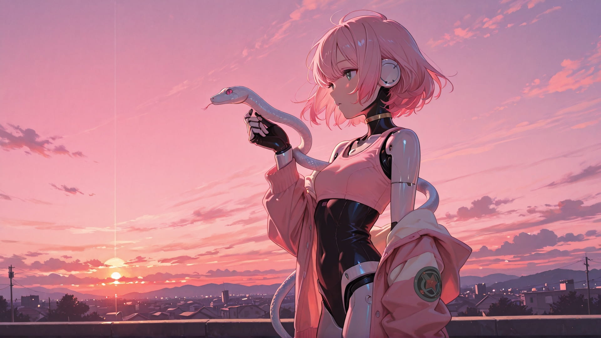 Pink Sunset Sky BlockParty smartphone wallpaper free download, vertical 16:9 format, Pink, Sunset, Sky, Spring