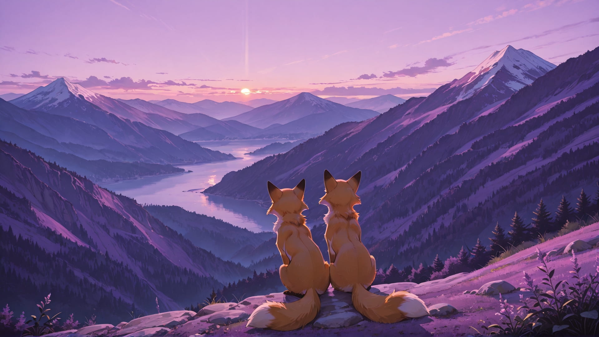 Purple Afternoon Mountain BlockParty smartphone wallpaper free download, vertical 16:9 format, Purple, Afternoon, Mountain, Summer